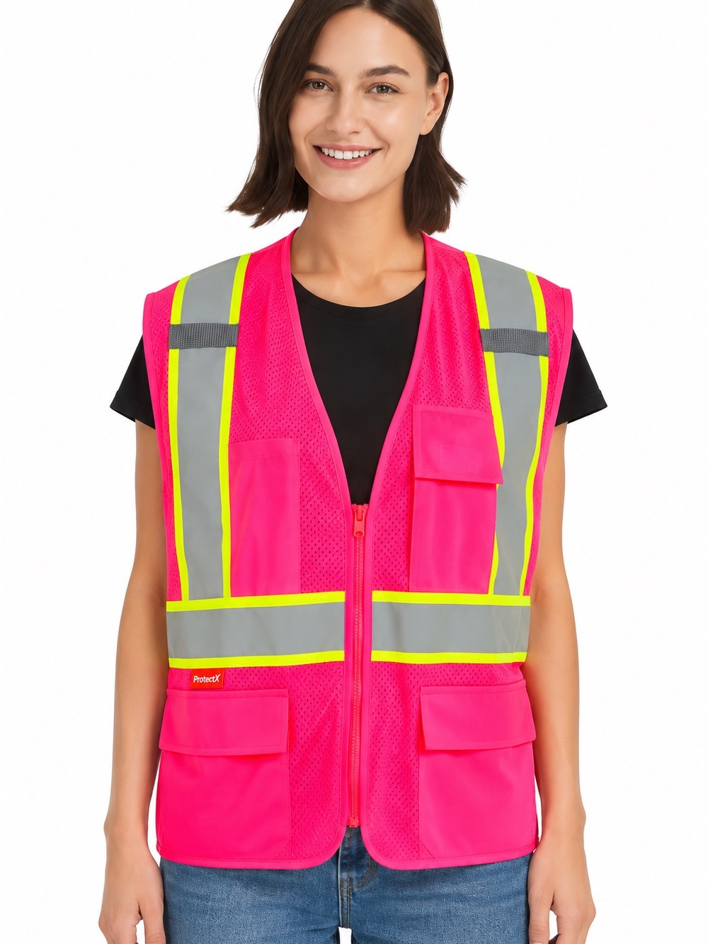 ProtectX Pink ANSI Class 2 High Visibility Reflective Women’s Safety Vest L